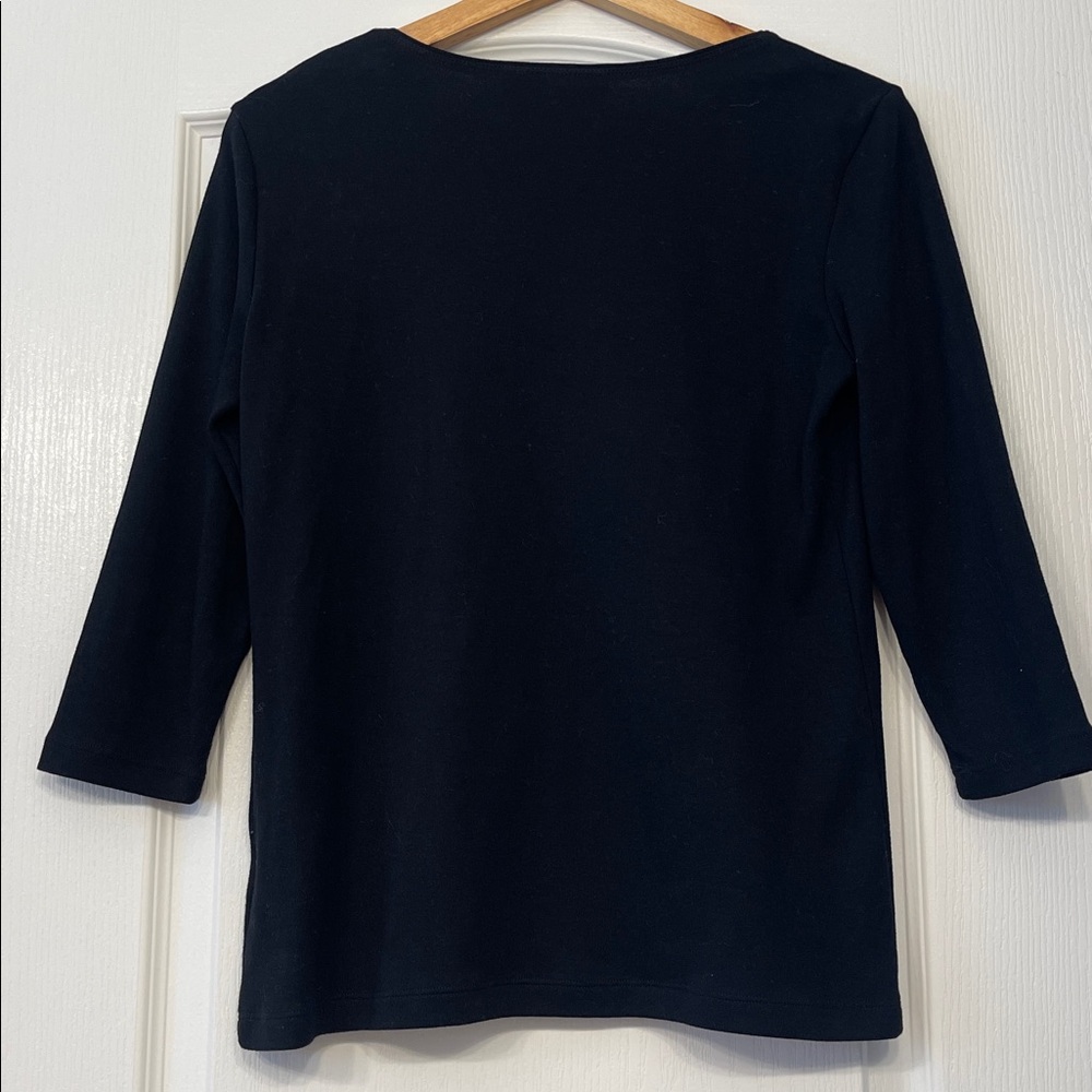 Karen Scott top featuring and detailed colorful flower embroidery size PS NEW - Picture 4 of 4